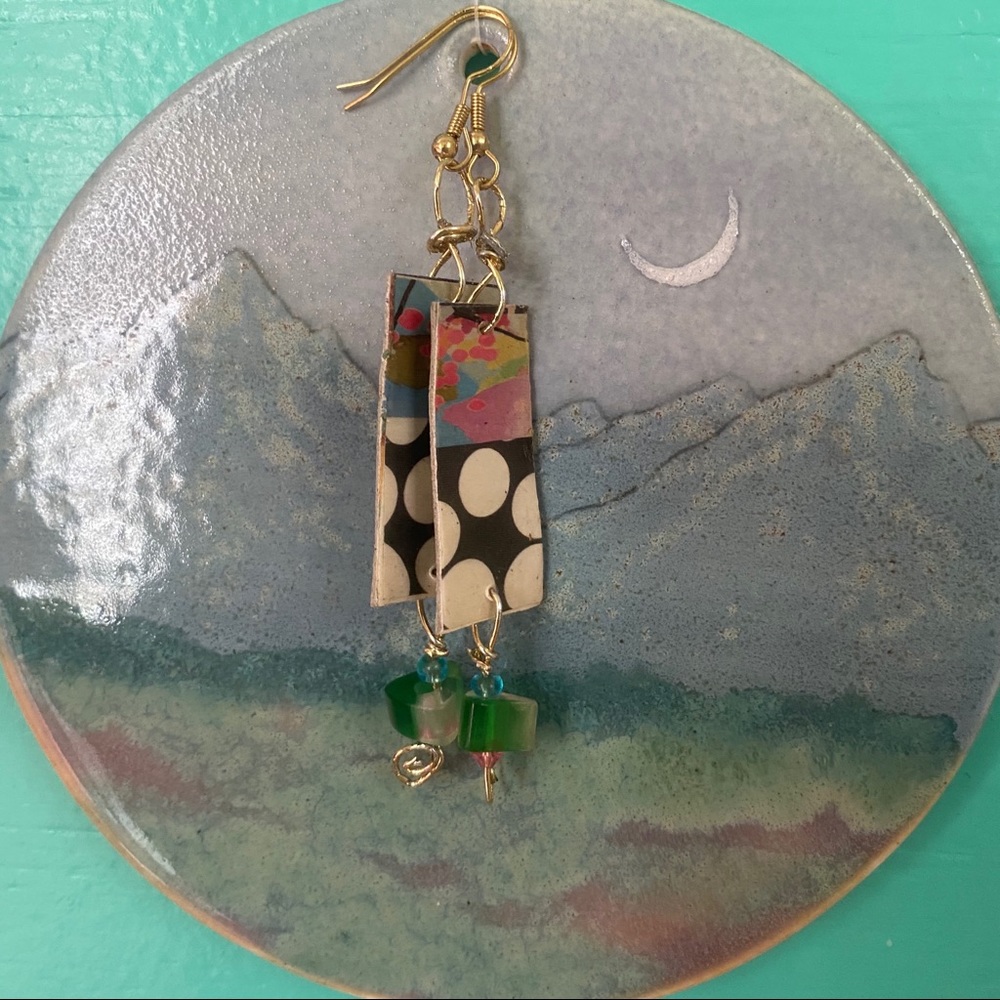 AMELIA PASTICHE DESIGN ooak upcycied earrings - Picture 1 of 5